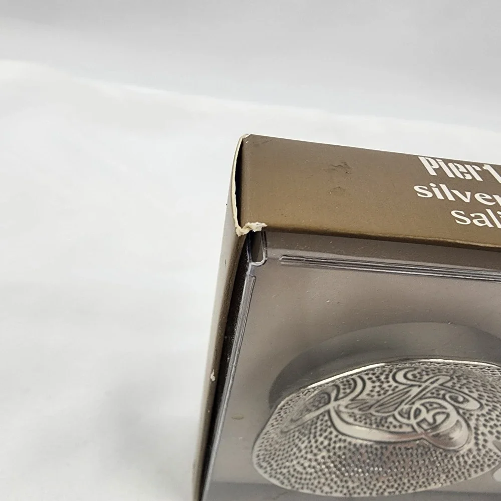 Pier 1 Imports Silver Salt Cellar with Spoon, Vintage‎ Kitchen Decor